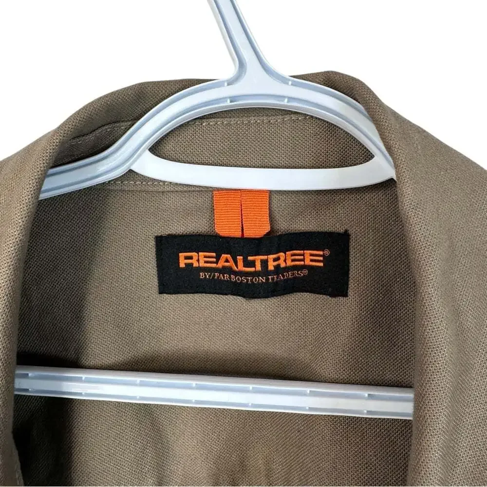 Realtree Beige Canvas Utility Jacket L Unlined Workwear Zip Front Ruggedcore